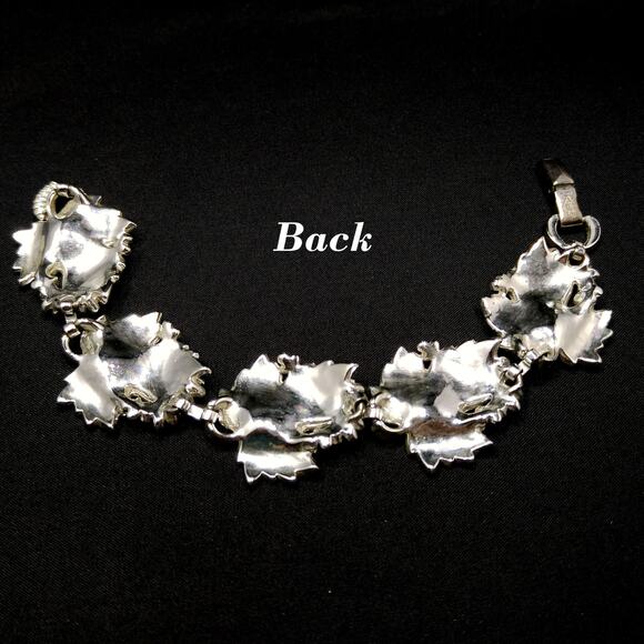 Sarah Coventry "Whispering Leaves" Bracelet, White Enamel, Silver Tone, 1960 - Picture 4 of 10